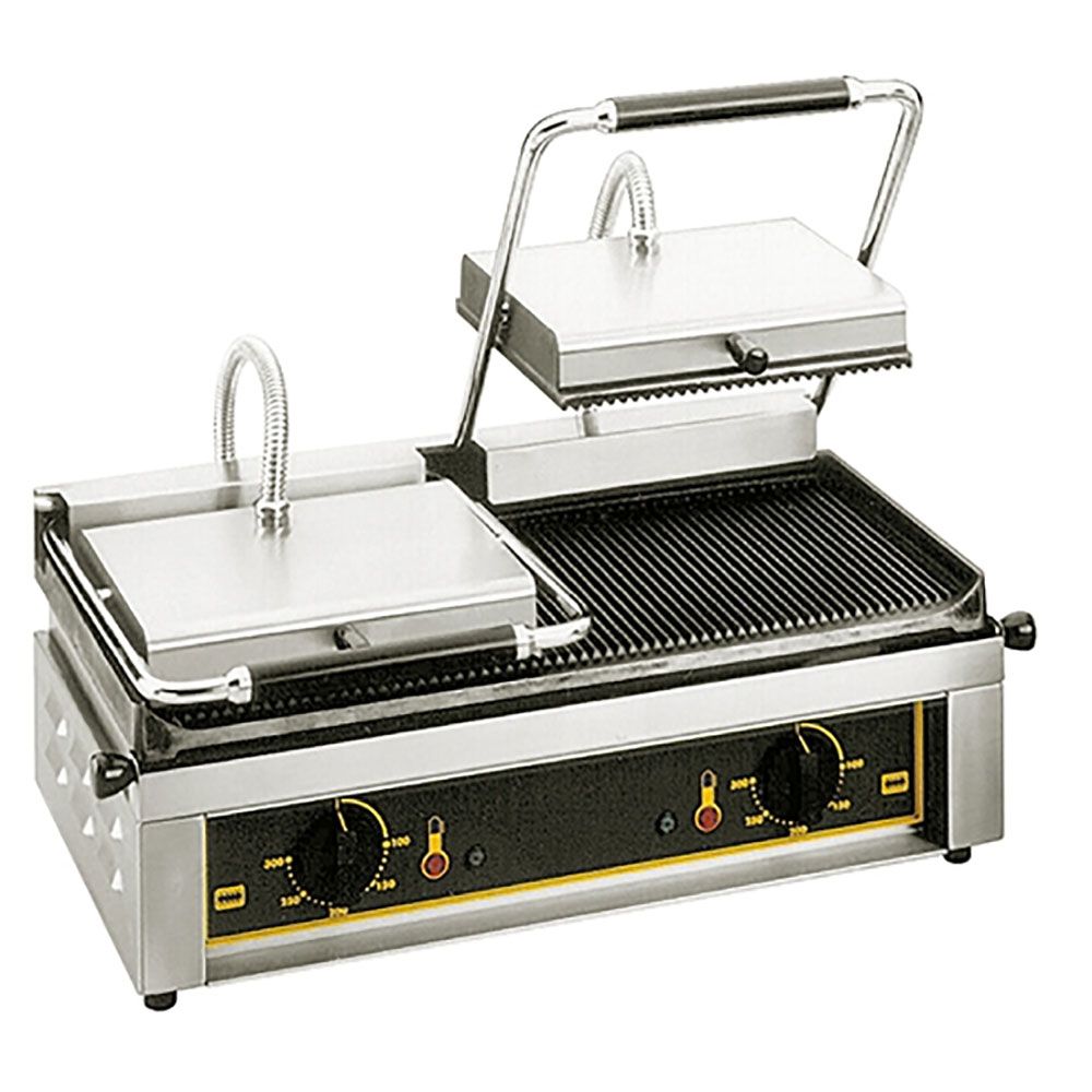 Majestic 4kW Grooved Surface Double Panini Grill, 208/240V, 24x17x22