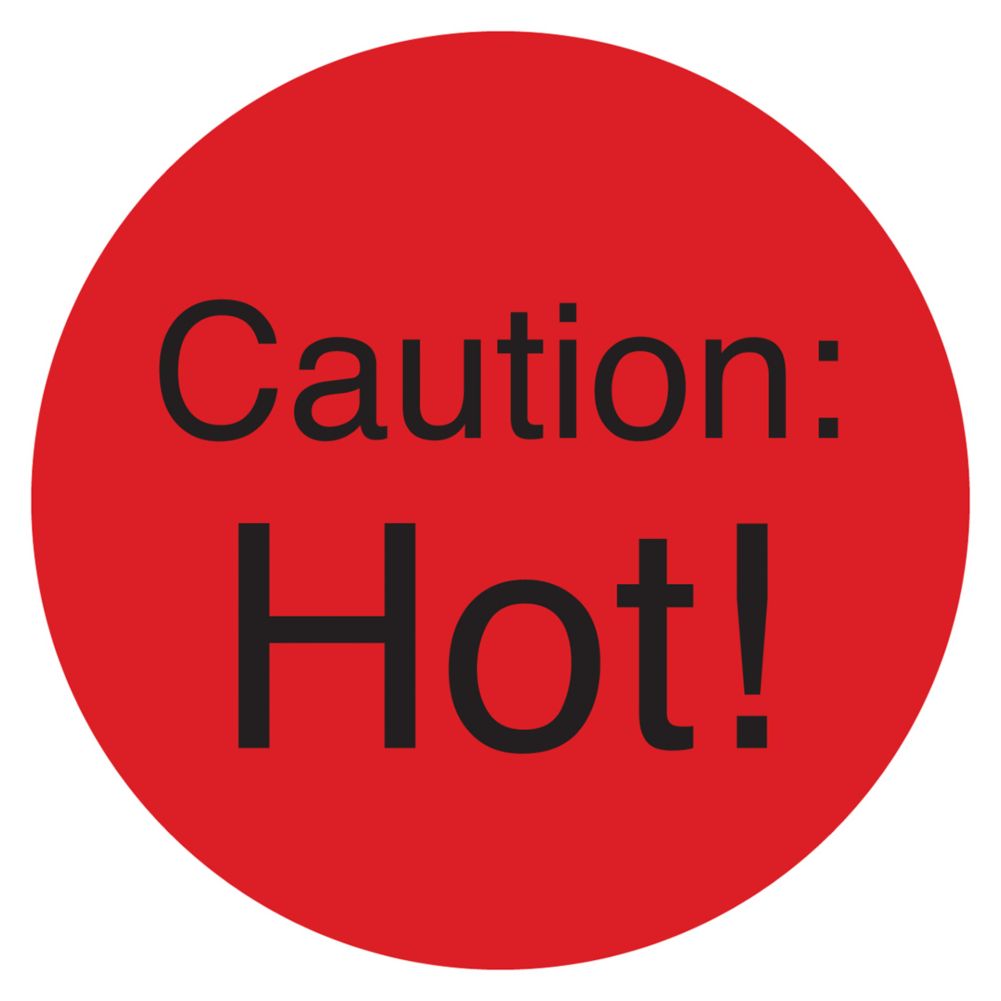 DayMark DuraMark Red 1" "Caution: Hot!" Deli Label