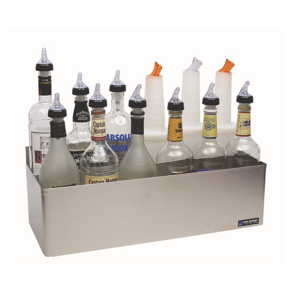 San Jamar&reg; 10-Bottle Stainless Steel Speed Rack