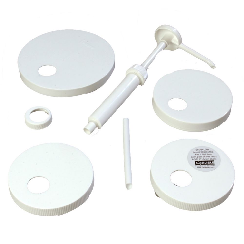 Pump Kit w/ 5 Lids, White, 5" Diptube