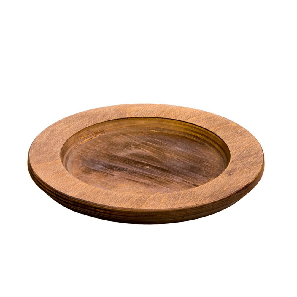 Lodge 8" Round Walnut Stained Wood Underliner