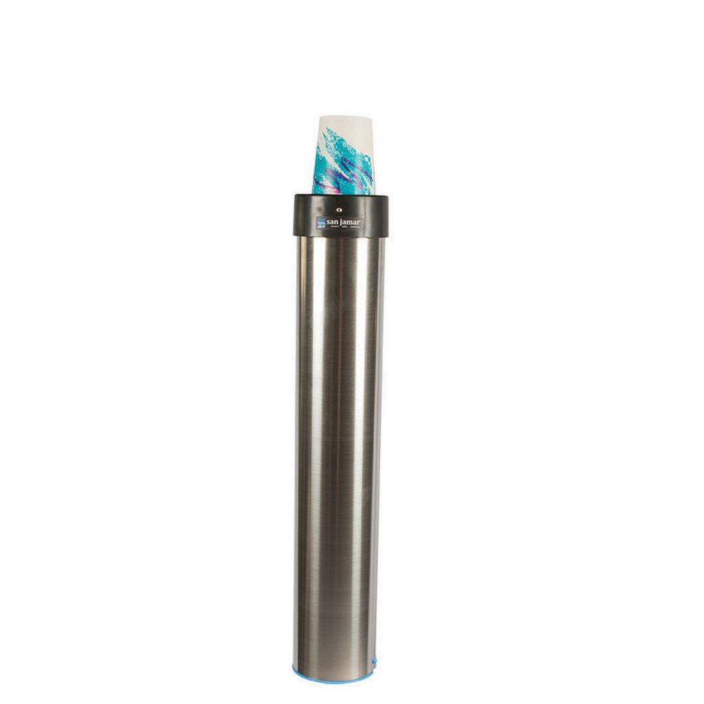 San Jamar&reg; Surface Mount Elevator Dispenser for 12-24 Oz. Cups