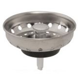 S/S Universal Sink Baskets W/Fixed Plastic Post, Fits 3-1/2 Drains