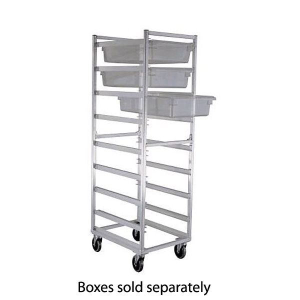 Full Height Mobile Poly Box Rack, Open Sides