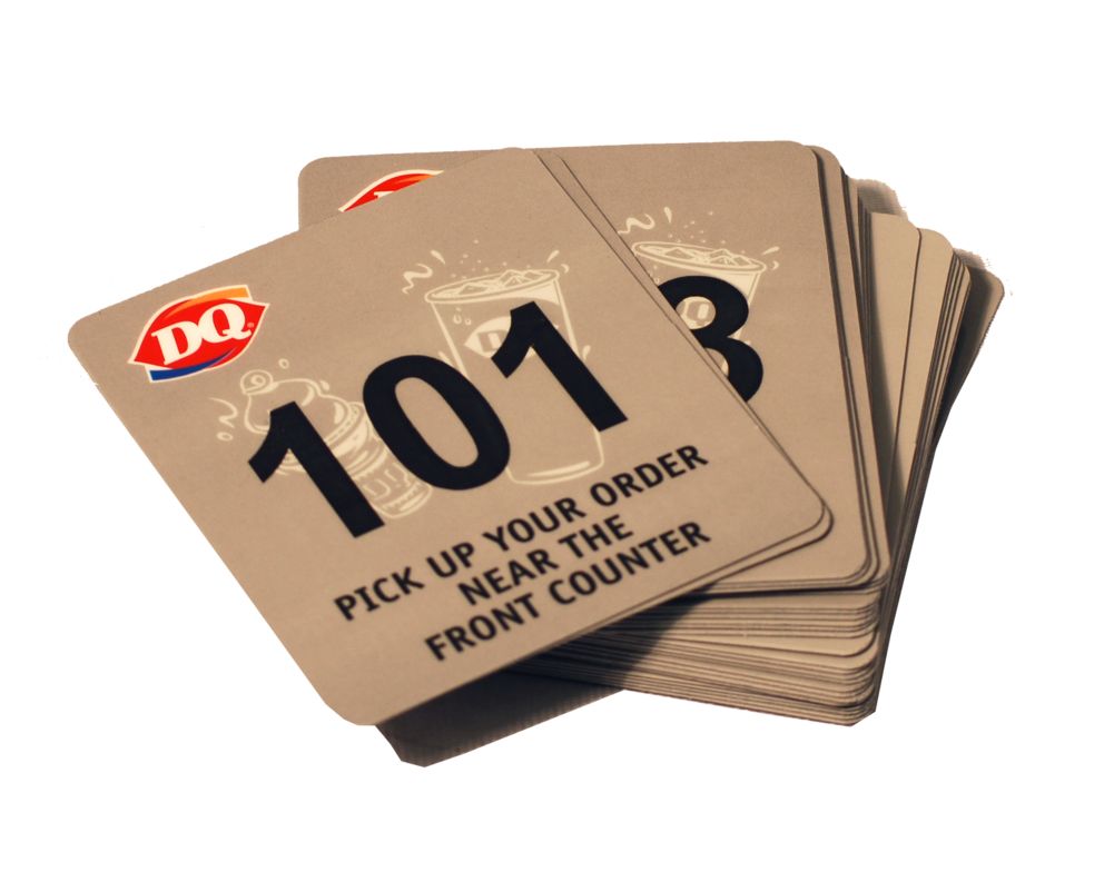 Custom Gray #101-130 Table Number Cards for DQ, 3-1/2" x 4"