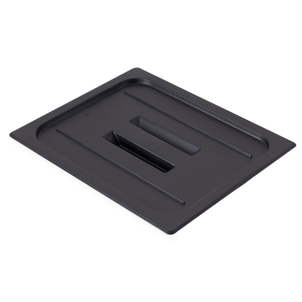 Cambro&reg; Camwear&reg; Black Half-Size Food Pan Cover with Handle