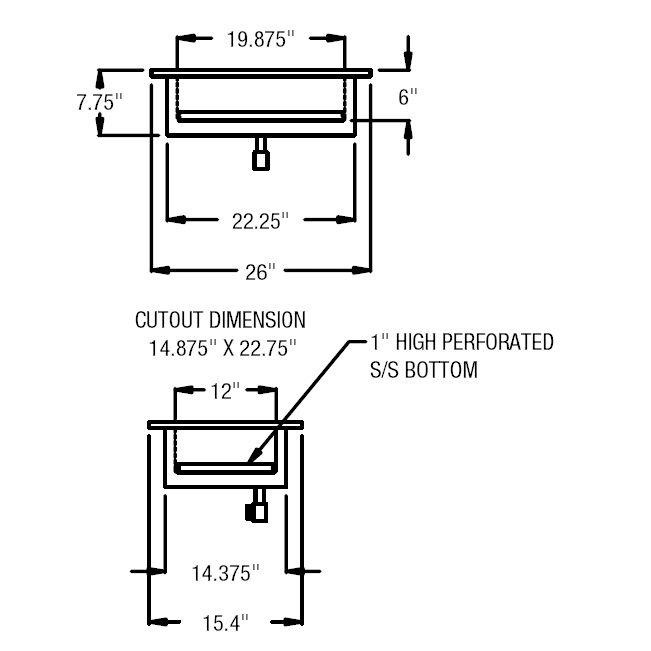 Randell&reg; 18.125" x 26" Drop In Iced Cold Pan