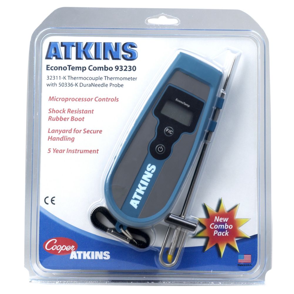 Cooper Atkins EconoTemp Type K Thermocouple w/ Needle Probe + Bracket