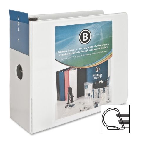 White Letter Size D-Ring View Binder, 5" Cap