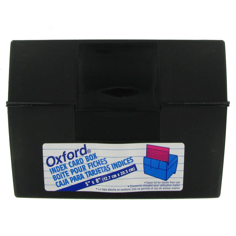 Black Plastic Card File, 5" x 8"