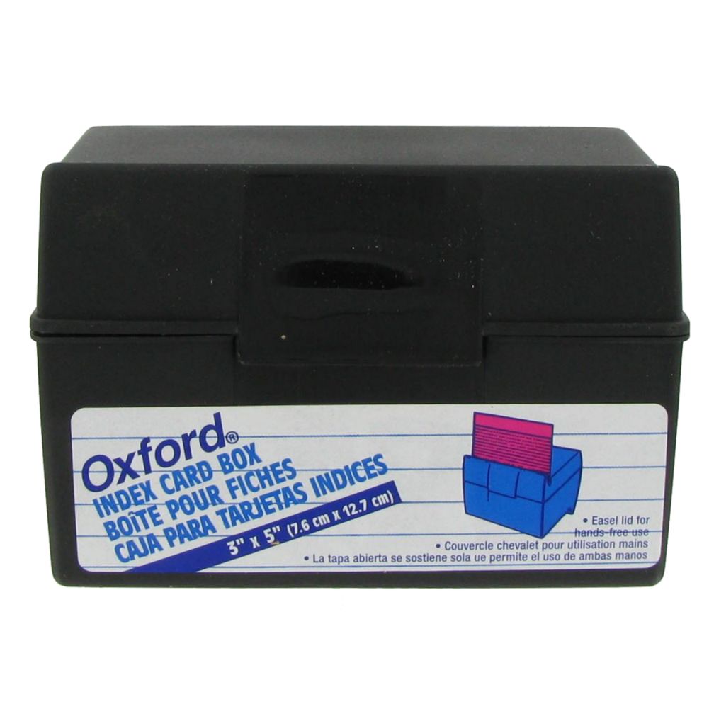 Black Plastic Card File, 3" x 5"