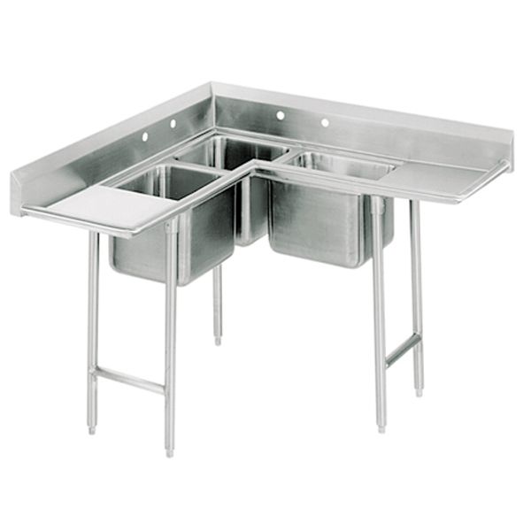 Advance Tabco 71in. x 71in. Three Compartment Corner Sink, 94-K2-24D