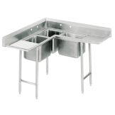 Advance Tabco 71in. x 71in. Three Compartment Corner Sink, 94-K2-24D