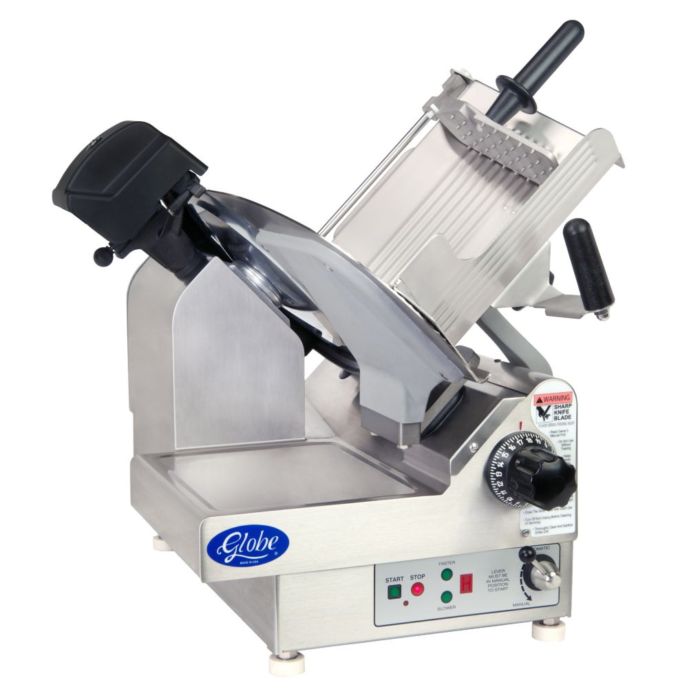 Globe Food 2-Speed Automatic Frozen Meat Slicer w/ Serrated Knife