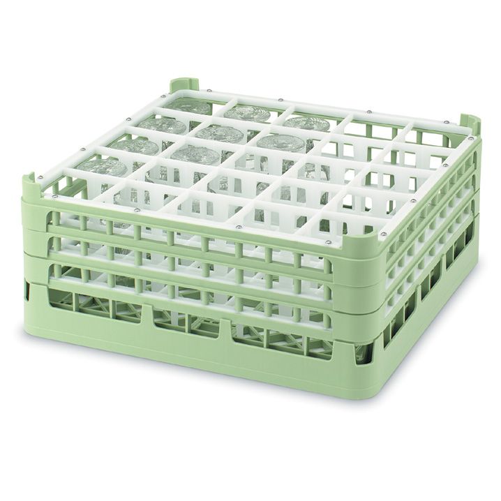Full Size Tall Plus 25-Compartment Glass Rack, Light Green