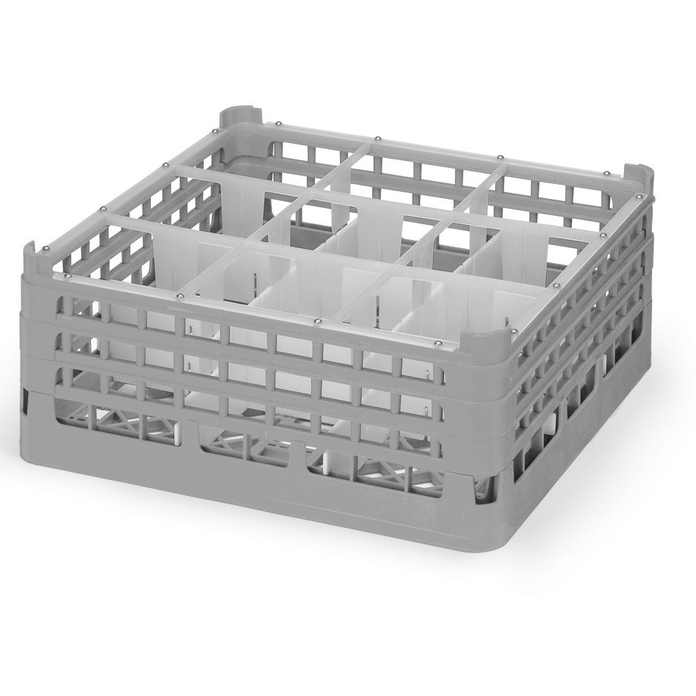 Full Size Medium Plus 9-Compartment Glass Rack, Gray