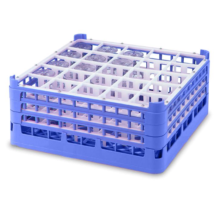 Full Size Tall Plus 25-Compartment Glass Rack, Royal Blue