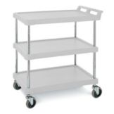 Metro&reg; BC Series Gray 21.5 x 32.75" Utility Cart w/ 3-Shelves