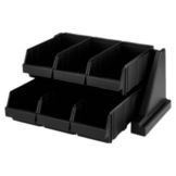 Cambro Versa Black 6-Bin Organizer Rack, 20" x 17" x 9"