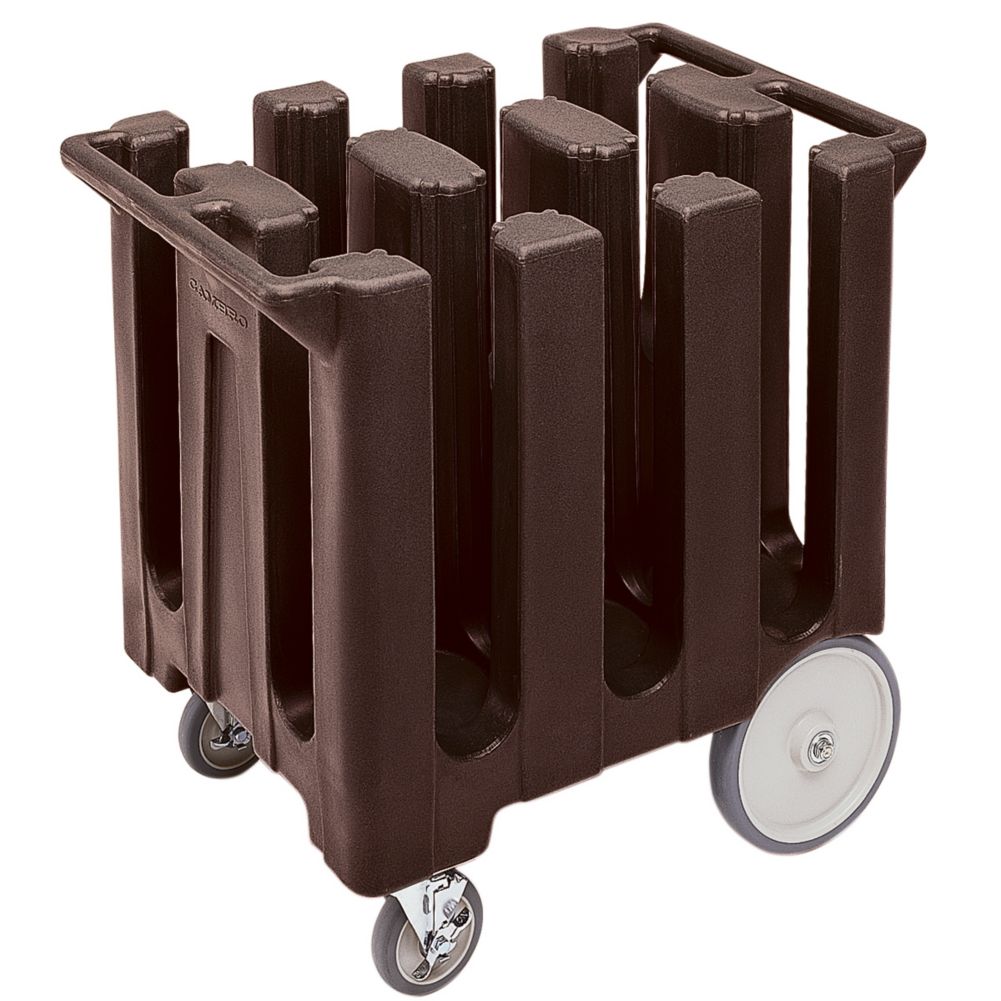 Cambro Dark Brown Fixed 6-Column Dish Caddy, Max Plate Size 7"