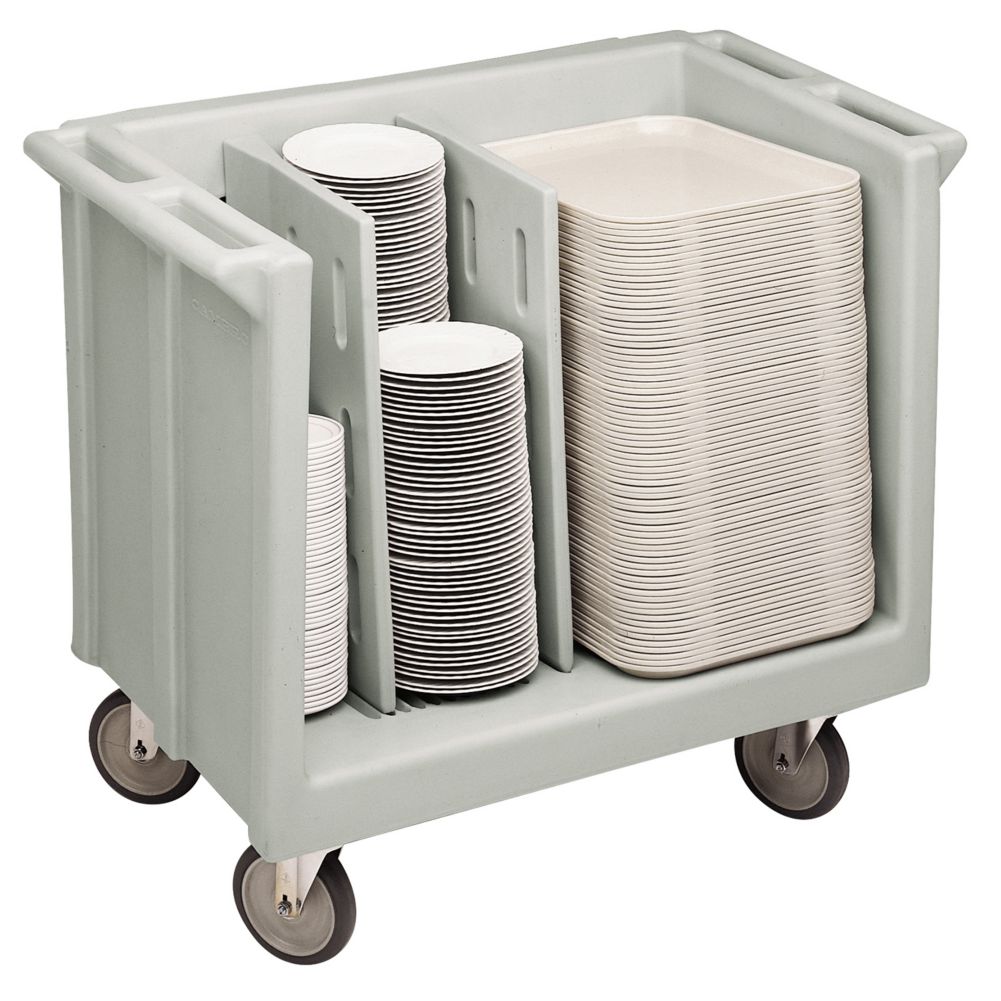 Cambro Light Gray 3-Section Adjustable Dish & Tray Caddy Cart