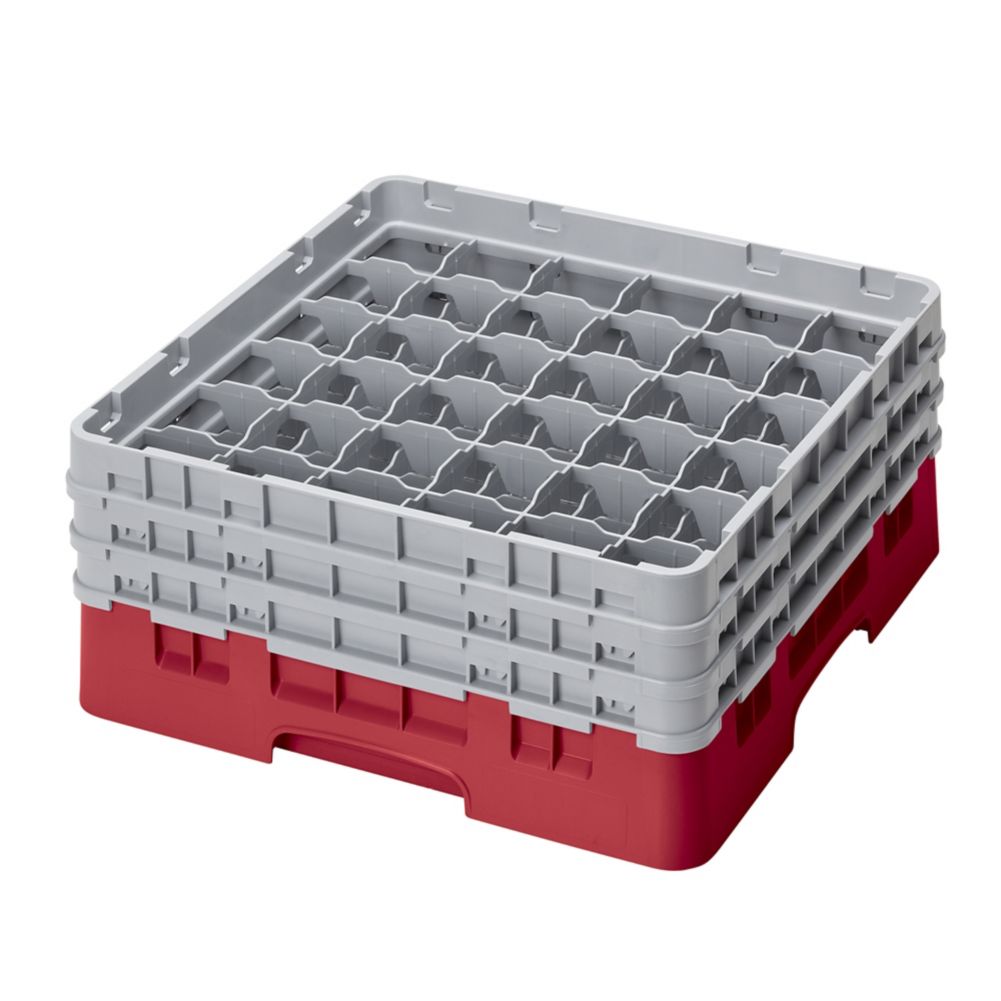 Cambro Camrack&reg; Red Full Size 36-Compartment Glass Rack