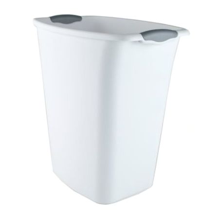 Sterilite White 21 Qt Wastebasket w/ Gray Handles