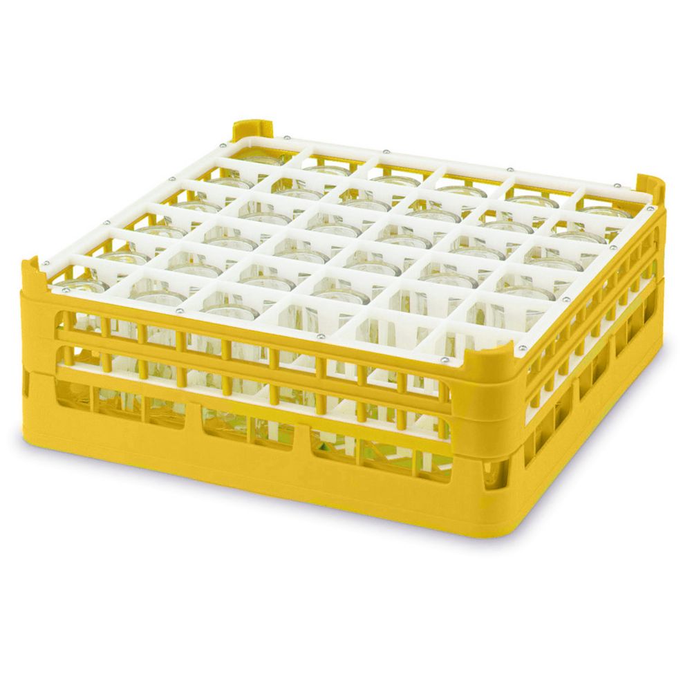 Full Size X-Tall Plus 36-Compartment Glass Rack, Gold