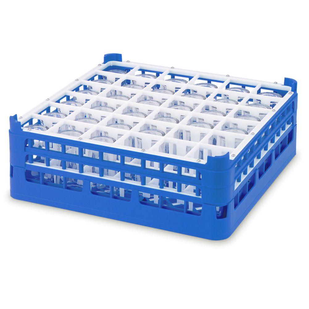 Full Size Medium 36-Compartment Glass Rack, Royal Blue