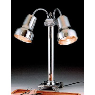 Portable Fancy Silver Plated Heat Lamp w/ Two Heads