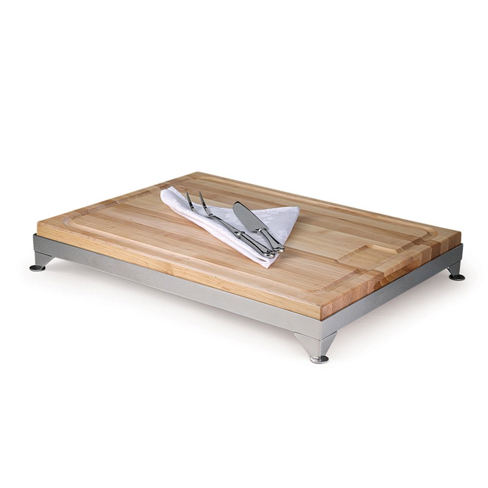 Wooden Carving Board w/ S/S Base, 24" x 18"