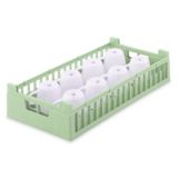 Half Size 8-Compartment Cup Rack, Light Green, 10 x 19-1/4 x 4-1/8
