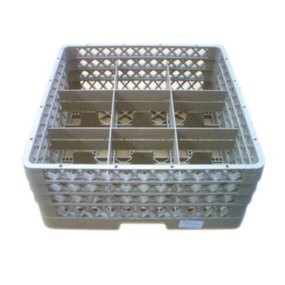 Traex&reg; Beige 9 Compartment 3 Ext. (2 Regular, 1 Open) Glass Rack