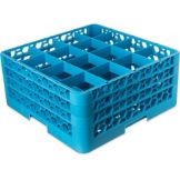 Carlisle&reg; OptiClean 16 Compartment Glass Rack w/ 3 Extenders, Blue