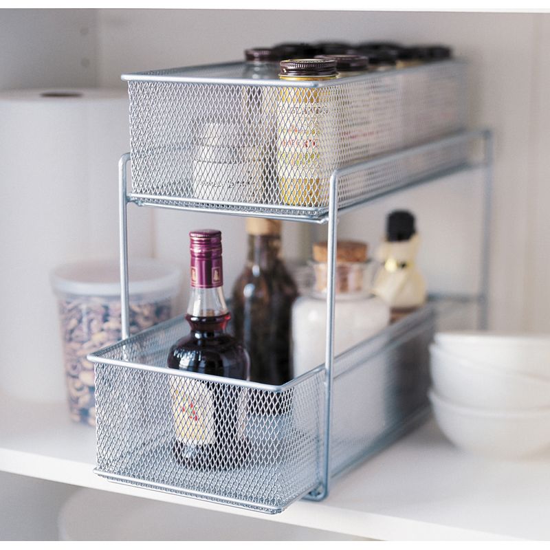 Design Ideas 7.5"x13.8" Silver Mesh Cabinet Basket