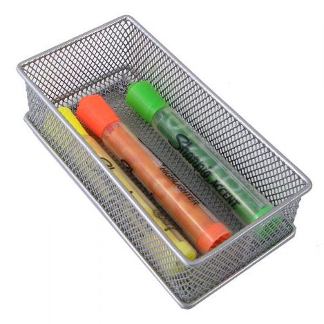 Design Ideas DrawerStore&trade; 3"x6" Silver Mesh Basket