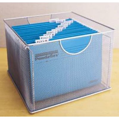 Design Ideas 13.5"x14" Silver Mesh File Box