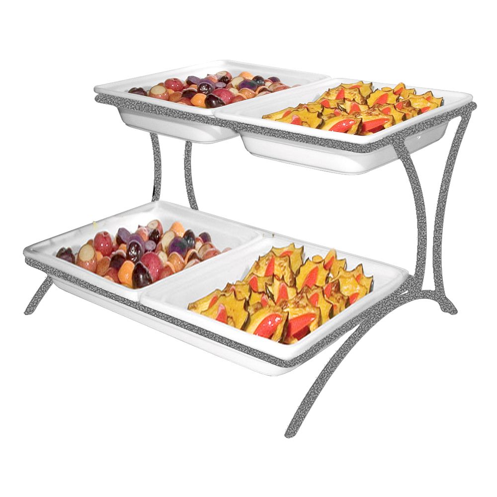 Gourmet Display&reg; Silver 2-Tier Gastronome Stand With Platters