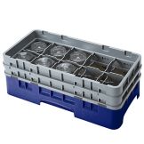 Cambro Camrack 10 Comp Half Size Glass Rack w/ 2 Extenders, Navy Blue
