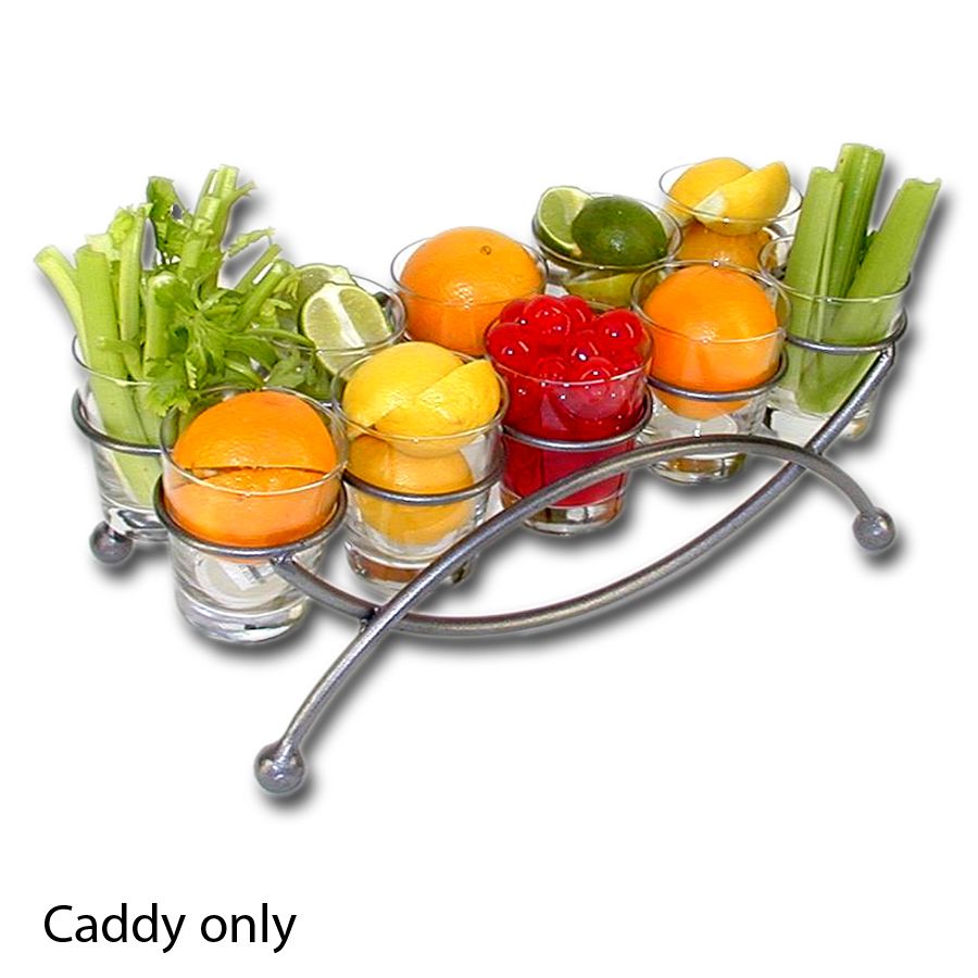 Silver Metal Lunar Garnish Display Caddy, 6" x 9" x 19"