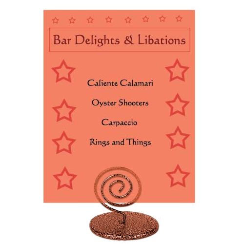 Copper Coated Steel Spiral Menu Holder, 2-1/2" x 2-1/2"