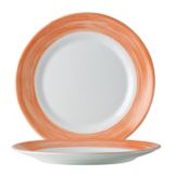 Cardinal Arcoroc Brush Opal&reg; 10" Dinner Plate w/ Orange Rim