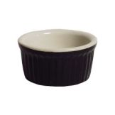 Tuxton&reg; 2.5 Oz. Black/Eggshell Two-Tone Fluted Ramekin