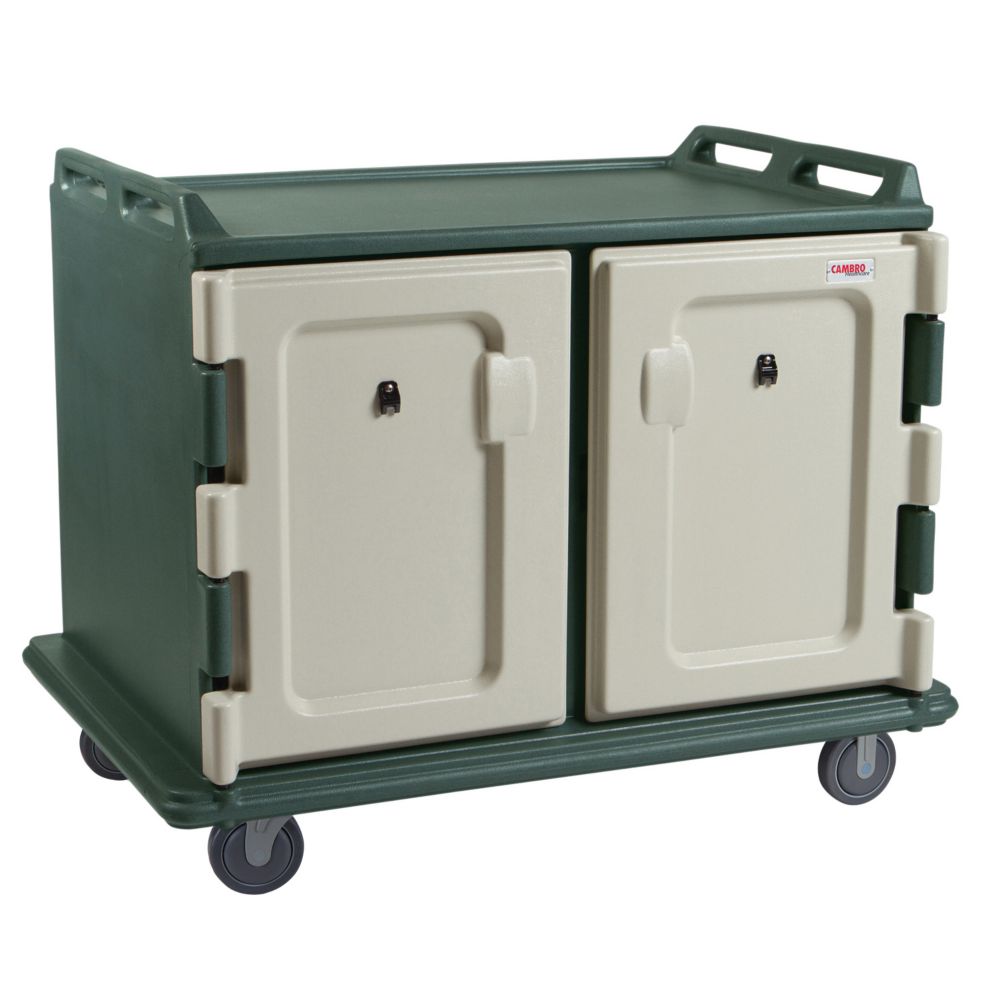 Cambro Granite Green Low 2-Compartment 15 x 20 Tray Meal Delivery Cart