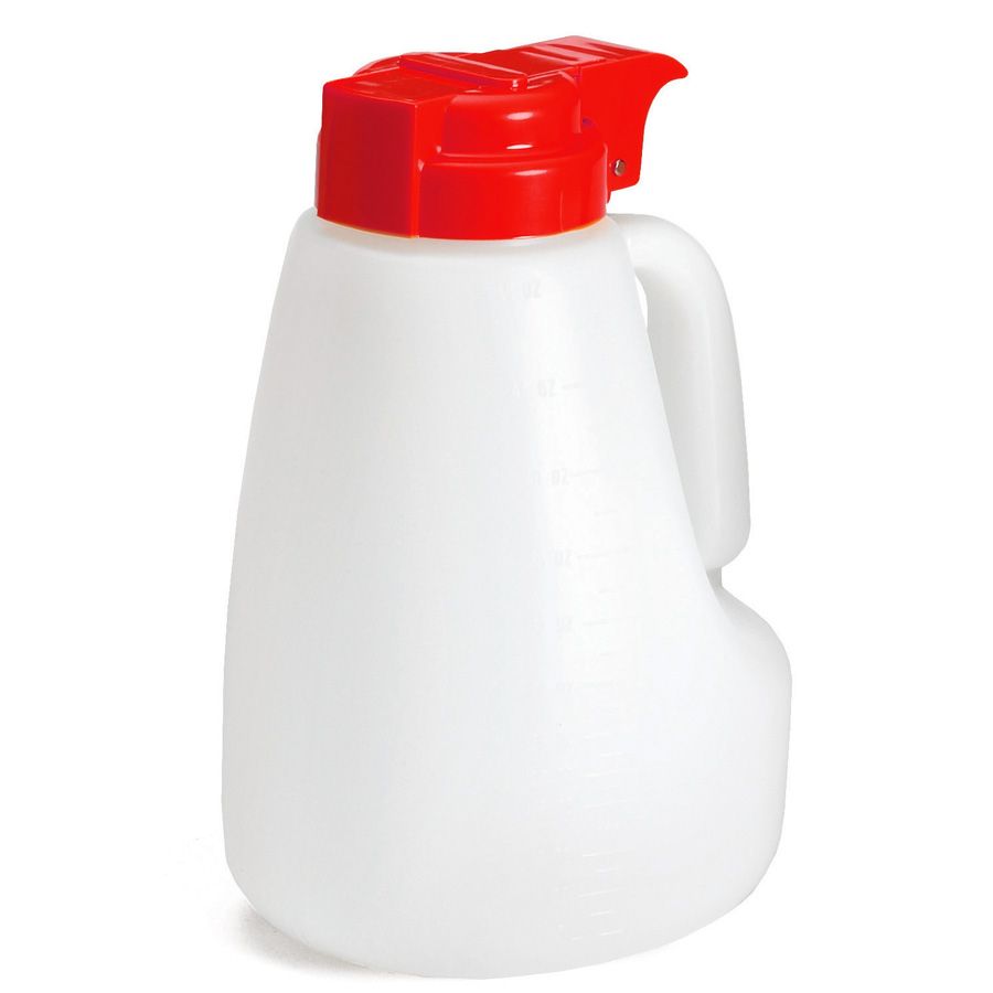 Tablecraft 48 Oz Option&trade; White Plastic Dispenser with Red To