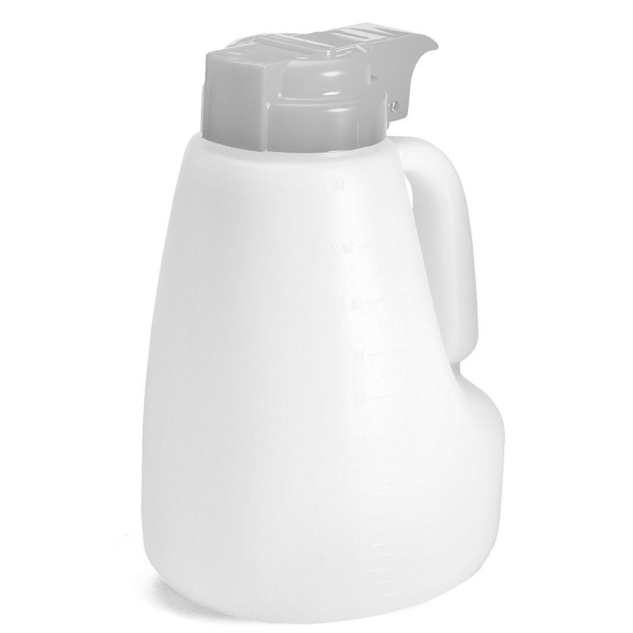 Tablecraft 48 Oz Option&trade; White Plastic Dispenser with Gray Top