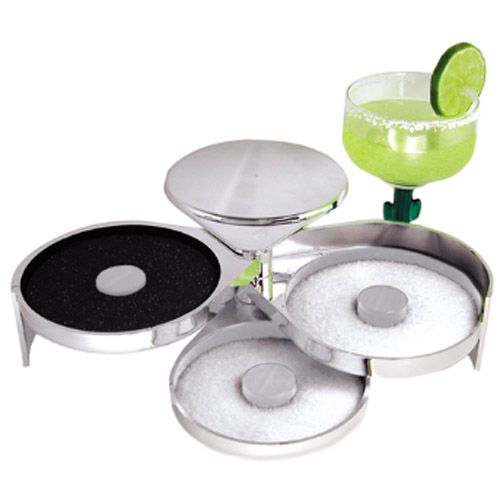 Chrome Look 3-Tier Salt & Sugar Glass Rimmer