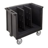 Cambro&reg; Black Adjustable Tray & Dish Cart with 2 Dividers