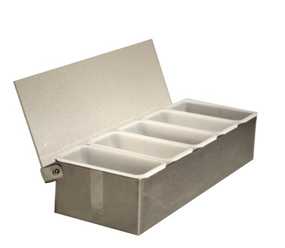 Carlisle S/S Condiment Caddy w/ 1-Piece Lid, 5 pt