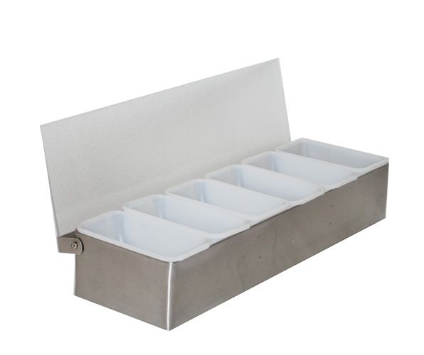 Carlisle S/S Condiment Caddy w/ 1-Piece Lid, 6 pt